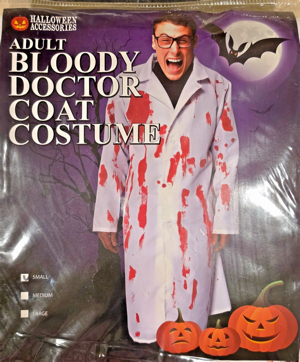 Adult Bloody Red Doctor White Lab Coat Halloween Costume Unisex Small